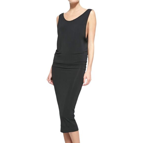 Helmut Lang Basic Black Stretch Scoop Neck Faint Sleeveless Jersey Dress - Picture 1 of 11